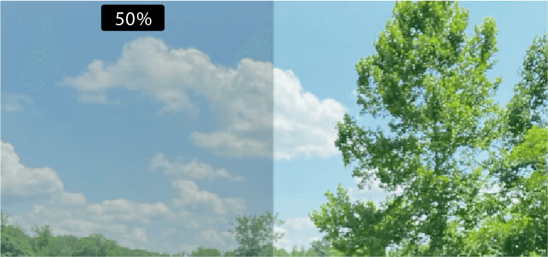 50% Ceramic Window Film. As a medium darkness films, this window film can reduce up to 55% of the heat, 45% of the glare and 99% of the UV Rays.